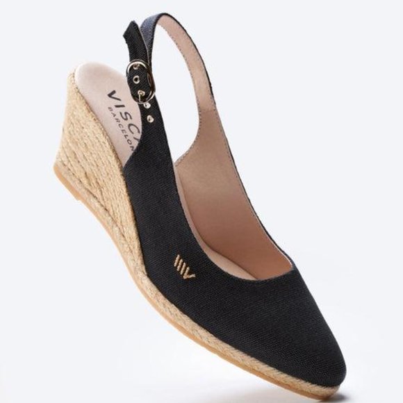 NWOB Palomera Canvas Espadrille Wedges in Black - Picture 2 of 3